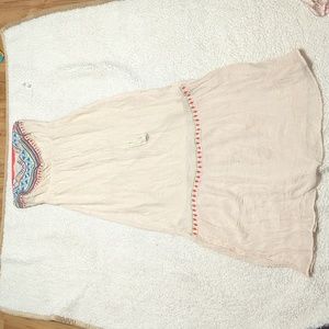 Flying Tomato strapless cream embroidered maxi sun dress size small